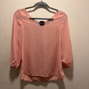 Rue 21 Peach Long Sleeve Blouse With Bow On Back Size Small